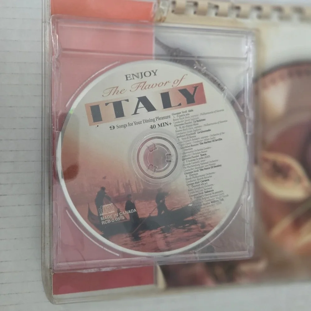 Vintage Cooking Pasta Book Music CD Set Sealed Flavor of Italy 20 Recipes Madacy